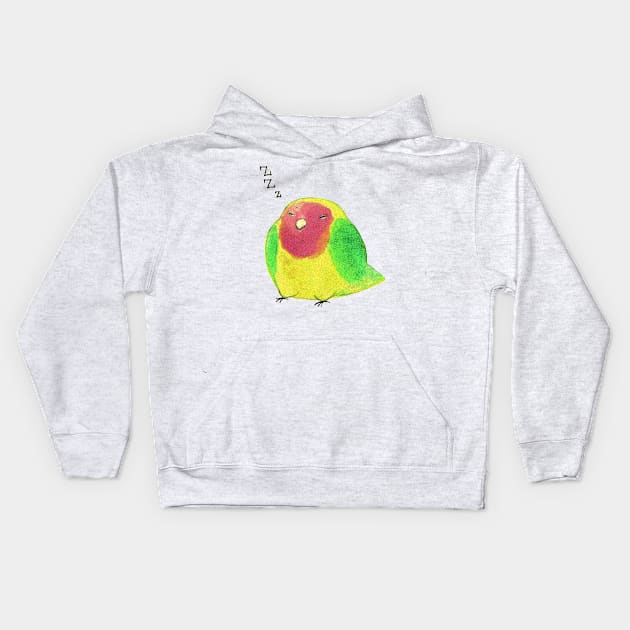 Sleepy Watercolor Lovebird Kids Hoodie by saradaboru